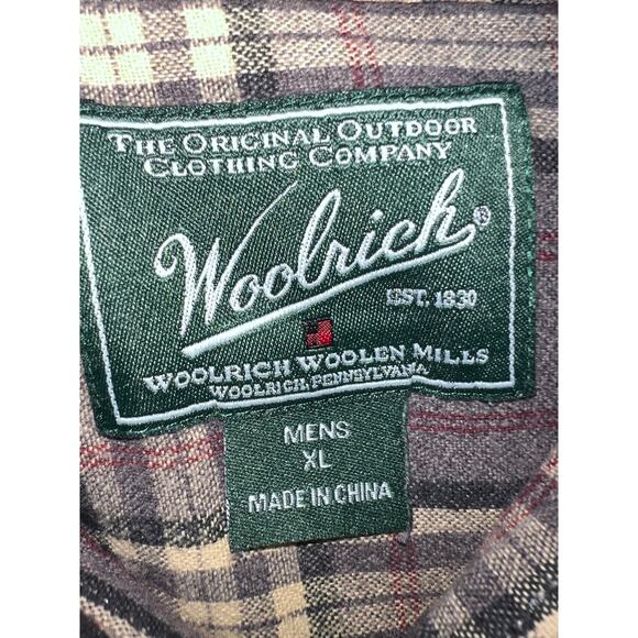 Woolrich men's grey and tan plaid long sleeve button front shirt size XL - Picture 4 of 5
